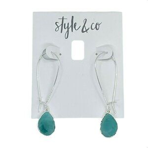 Teardrop Teal Dangle Drop Earrings